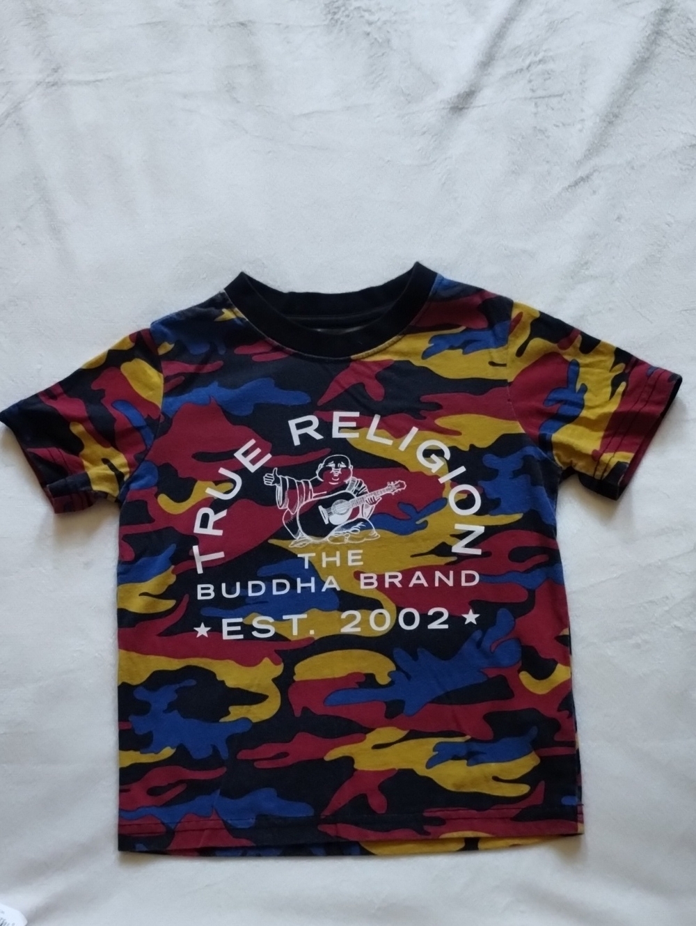 True Religion Kids Multicolor Camo Logo Tee - Red, Yellow, Blue